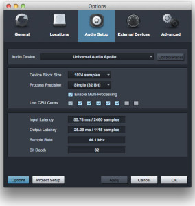 The Audio Setup Tab